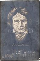 Beethoven, optical illusion art postcard (fa)