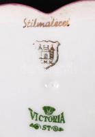 K.M.K Victoria szív alakú ékszeres dobozka, kézzel festett, jelzett, hibátlan, 6×7 cm