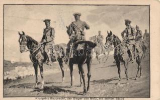 Kronprinz Rupprecht, der Sieger von Metz, mit seinem Stabe &#039;Kriegskarte&#039; K. 21. / Crown prince Rupprecht, Military WWI (EK)