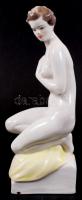 Hollóházi porcelán, kézzel festett női akt szobor, hibátlan, jelzett, 30 cm