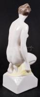 Hollóházi porcelán, kézzel festett női akt szobor, hibátlan, jelzett, 30 cm