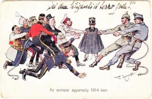 Az európai egyensúly 1914-ben / Military WWI, humour, M. Munk Wien Nr. 935 s: Theodor Zasche (EK)