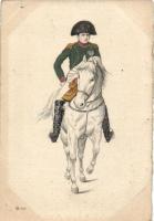 Napoleon, etching style art postcard