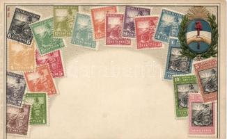 Set of stamps, Argentina, coat of arms, Emb. litho (gluemark)