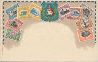 Set of stamps, Guatemala, coat of arms, Emb. litho (wet damage)