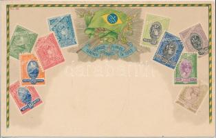 Set of stamps, Brazil, coat of arms, litho (wet damage)