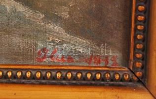 Olvashatatlan jelzéssel: Hazafelé. Olaj, vászon, keretben, 22×33 cm