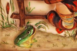 Hummel kerámia falikép, hibátlan, jelzett / 
Hummel ceramic picture, 12x12 cm