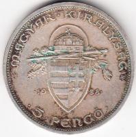 1938. 5P Ag "Szent István" T:2 apró ph. Adamo P8.1