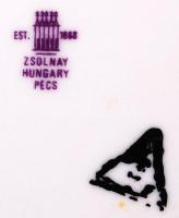 Zsolnay süteményes készlet, matricás, jelzett, hibátlan, d:16 cm, d:25 cm