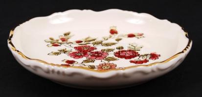 Zsolnay virág mintás tálka, kézzel festett, jelzett, hibátlan, d:12 cm