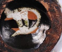 Retró iparművész váza, mázas kerámia, jelzett, hibátlan, m:28 cm