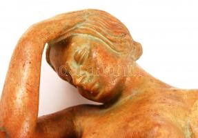 Gabay László (1897-1952): Art-deco női akt, festett kerámia, hibátlan, alján KS monogrammal, m:29 cm...