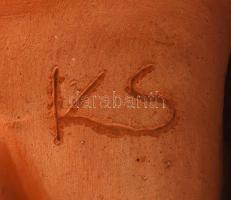 Gabay László (1897-1952): Art-deco női akt, festett kerámia, hibátlan, alján KS monogrammal, m:29 cm...