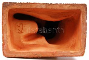 Gabay László (1897-1952): Art-deco női akt, festett kerámia, hibátlan, alján KS monogrammal, m:29 cm...