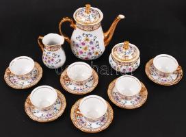 Thun mokkás készlet, japán életképpel, kézzel festett, jelzett, hibátlan