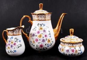 Thun mokkás készlet, japán életképpel, kézzel festett, jelzett, hibátlan