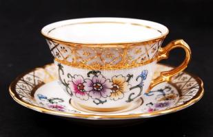 Thun mokkás készlet, japán életképpel, kézzel festett, jelzett, hibátlan