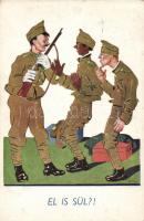 3 db régi, humoros, katonai grafika lap, pinx. Bernáth / 3 humorous, military postcards, pinx. Berná...