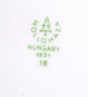 Hollóházi 6 db retró mokkás csésze és alj, kézzel festett, jelzett, hibátlan