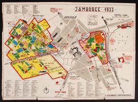 1933 Gödöllő Jamboree térkép magyar és külföldi csekészek ílárásával / 1933 Gödöllö Jamboree map with autograph signatures of important scouts