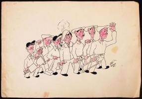 Altorjay humoros grafikája (1959). Vegyes technika, papír, jelzett, 31x21 cm