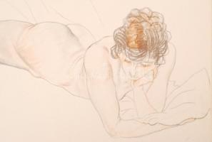 1919 Arthur Paunzen (1890-1940): 15 Aktzeichnungen című mappából mind a 15 db alkotás. Színezett lit...