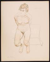 1919 Arthur Paunzen (1890-1940): 15 Aktzeichnungen című mappából mind a 15 db alkotás. Színezett lit...