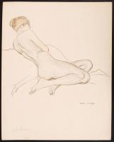 1919 Arthur Paunzen (1890-1940): 15 Aktzeichnungen című mappából mind a 15 db alkotás. Színezett lit...