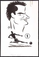 Szepes Béla 5 db karikatúra közismert személyekről, 13x20 cm, és egy általa írt cikk