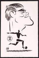 Szepes Béla 5 db karikatúra közismert személyekről, 13x20 cm, és egy általa írt cikk