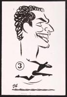 Szepes Béla 5 db karikatúra közismert személyekről, 13x20 cm, és egy általa írt cikk