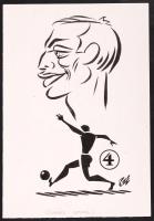 Szepes Béla 5 db karikatúra közismert személyekről, 13x20 cm, és egy általa írt cikk