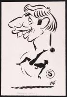 Szepes Béla 5 db karikatúra közismert személyekről, 13x20 cm, és egy általa írt cikk