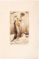 Sigmund Lipinsky  (1873-1940): Erotikus rézkarc. karcon jelzett / Erotic etching 25x38 cm