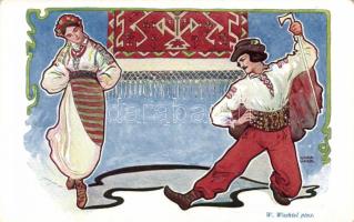 Polish folklore, Art Nouveau postcard s: Wilhelm Wachtel
