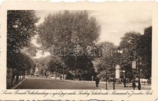 Lviv, Lwów; Pomnik Goluchowskiego i Ogród Pojezuicki / Goluchowski statue, park