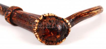 Fa sétabot csont nyéllel, réz veretekkel