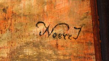 Noeyz jelzéssel: Idős asszonyok a falnál. Olaj, farost keretben 40×30 cm