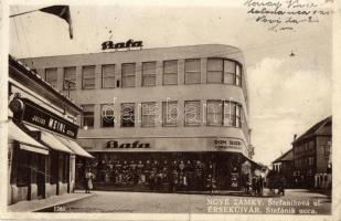 Érsekújvár Stefánik utca, Julius Meinl Gyula boltja, Bata üzlet / street, shops (b)