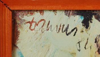 Tamus István (1953-): Asztali csendélet. Olaj, farost, keretben, 62×45 cm