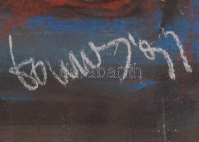 Tamus István (1953-):Csendélet hegedűvel. Vegyes technika, karton, üvegezett keretben, 50×70 cm