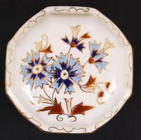 Zsolnay búzavirág mintás ékszeres doboz, kézzel festett, jelzett, hibátlan, 9×9 cm