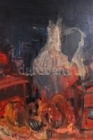 Tamus István (1953-):Csendélet I. Olaj, farost, keretben, 60×80 cm