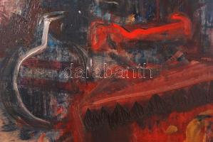 Tamus István (1953-):Csendélet I. Olaj, farost, keretben, 60×80 cm