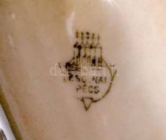 Zsolnay porcelán "Borban az igazság" feliratú boros kulacs, hibátlan, jelzett, m: 15 cm