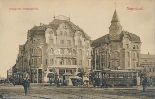 Nagyvárad Fekete Sas Nagyszálloda, villamos; Sebő Imre kiadása / hotel, tram