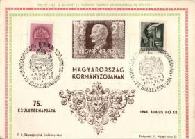 3 db Horthy képeslap / levelezőlap, speciális bélyegzésekkel / 3 Horthy postcards, anniversary cards