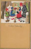 Christmas, children, old man, litho, s: Pauli Ebner (EB)