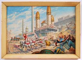 Koszkol jelzéssel: Circus Maximus. Olaj, farost, keretben, 33×43 cm